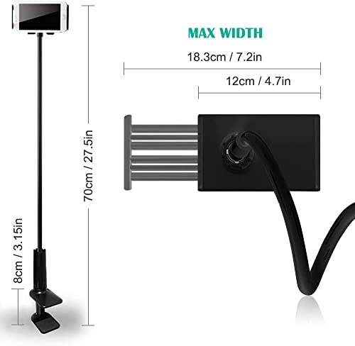 Gooseneck Tablet & Phone Holder, Adjustable, 10-28 cm (Black)
