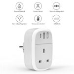 UK to EU Plug Adapter with 3 USB Ports (20W USB-C)