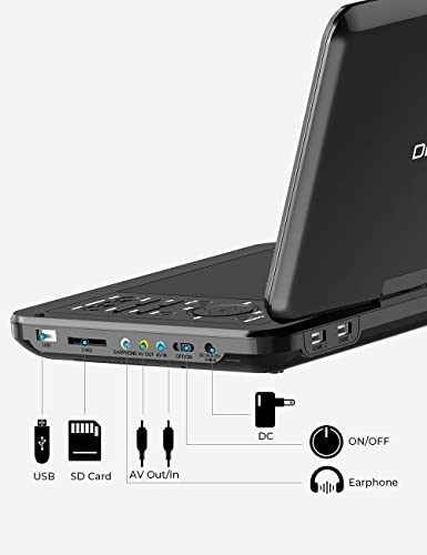 DBPOWER 25cm Portable DVD Player with 10" Swivel Screen