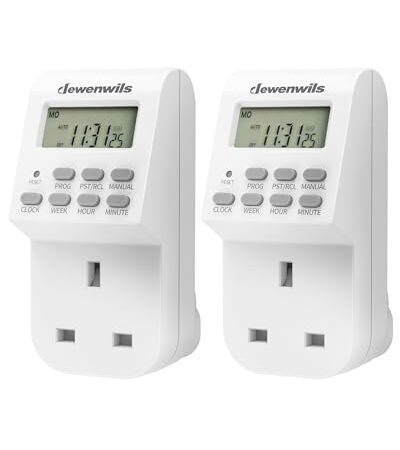 DEWENWILS Digital Lamp Timer Plug, 20 Weekly Settings (2 Pack, 13A/3200W)