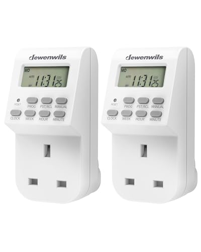 DEWENWILS Digital Lamp Timer Plug, 20 Weekly Settings (2 Pack, 13A/3200W)