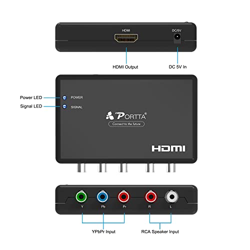 Component to HDMI Converter, Portta YPbPr RGB + Audio