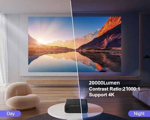 【Auto Focus & Keystone】26000 Lumen WiFi 6 Bluetooth 4K Projector