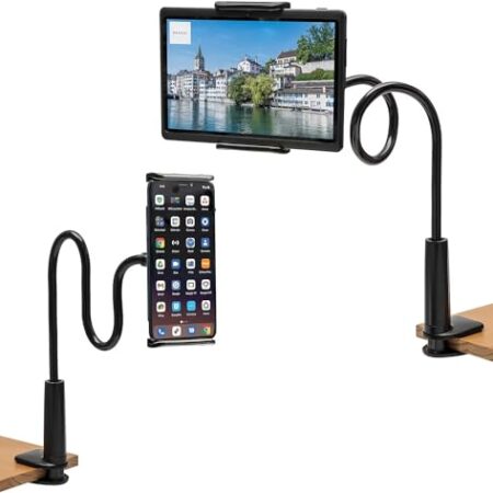 Gooseneck Tablet & Phone Holder, Adjustable, 10-28 cm (Black)