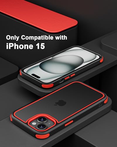 MobNano Ultra Thin Hybrid Case for iPhone 15 - Black/Red