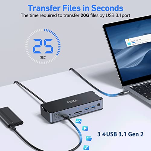 USB C Dock 15-in-1 Dual Monitor 8K/4K 100W PD Ethernet Dell HP