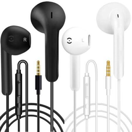 2 Pack Wired Earphones with Mic for Phones & Tablets