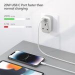 UK to EU Plug Adapter with 3 USB Ports (20W USB-C)