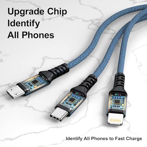 3-in-1 Multi USB Charger Cable, 1.2M, 3-Pack