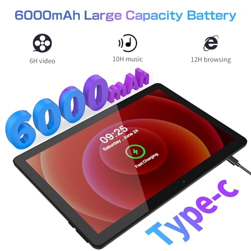 VASOUN 10" 64GB 5GHz WiFi Android Tablet, 1280x800 HD, 6000mAh