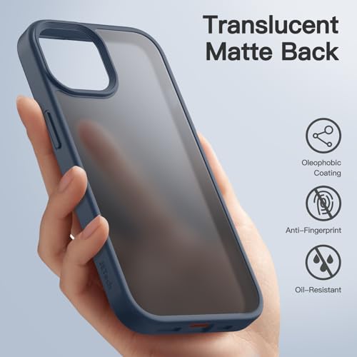JETech Matte Case for iPhone 15 6.1cm, Storm Blue