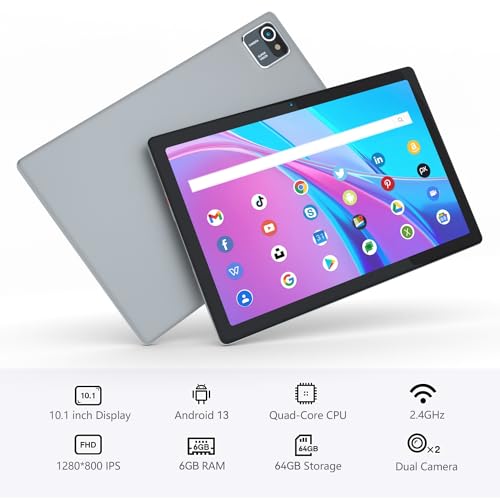Hakaug 10" Android 13 Tablet, 6GB/64GB, 5000mAh, Gray