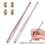 Stylus Pen, AULEEP 2 Pack with 4 Nanofiber Tips (Silver/Rose Gold)