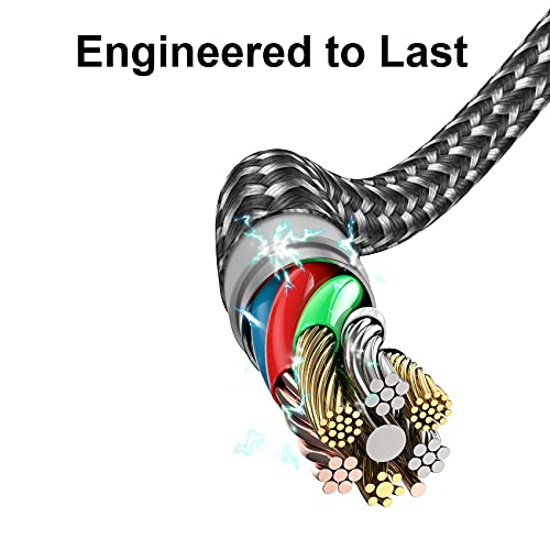4-in-1 Multi Charger Cable, 1.2M Nylon Braided - Grey