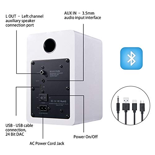 Sanyun SW208 7.6cm Bluetooth 5.0 Bookshelf Speakers – 60W