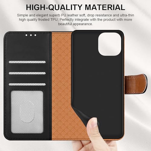iCatchy Leather Wallet Case for iPhone 15 (6.1") - Black