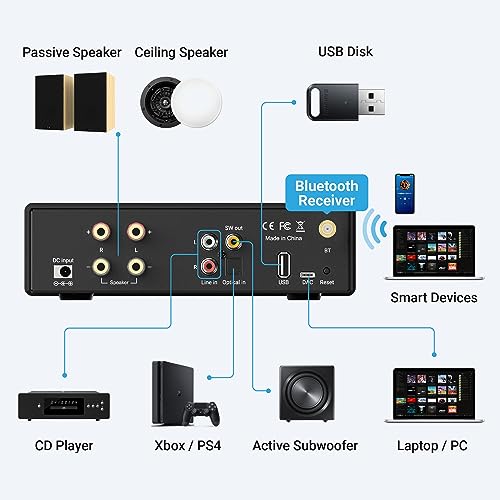 Arylic B50 SE Bluetooth Stereo Amp - 50W x 2, EQ Control