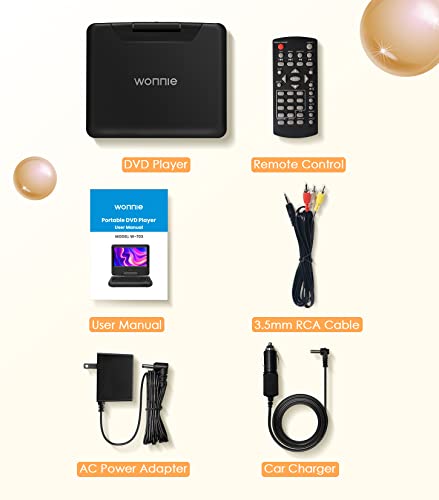 WONNIE 24cm Portable DVD Player with 18cm HD Swivel Screen