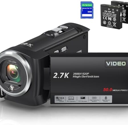 Delmodes 2.7K 50MP Vlogging Camcorder with LED Light