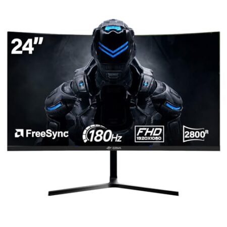 CRUA 60.96cm 180Hz Curved Gaming Monitor, FHD 1080P, Black