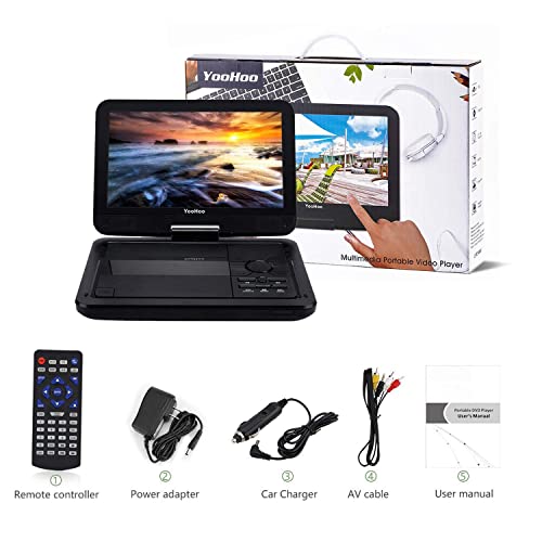 YOOHOO Portable DVD Player 26.7cm with 10.5" HD Swivel Screen