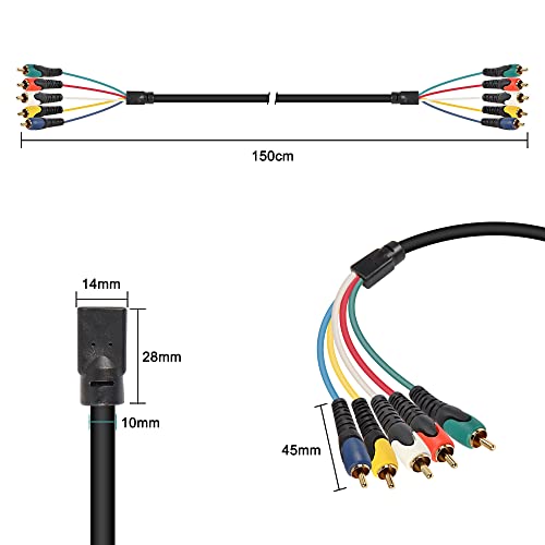MEIRIYFA 1.5M 5-RCA Male RGB Component AV Cable