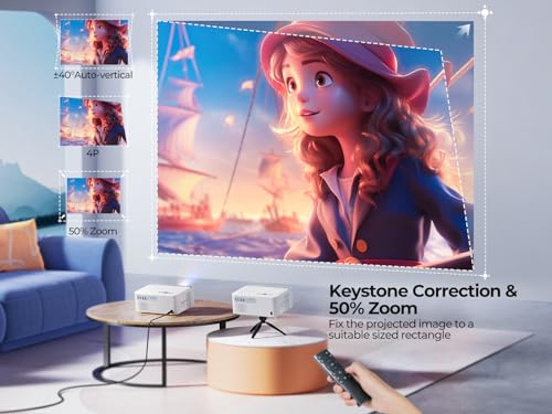 【Android TV】4K Projector, 25000 Lumen, 300" Display, WiFi 6