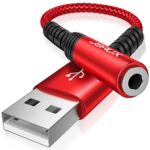 JSAUX USB to 3.5mm Audio Adapter, TRRS 4-pole Stereo - Red