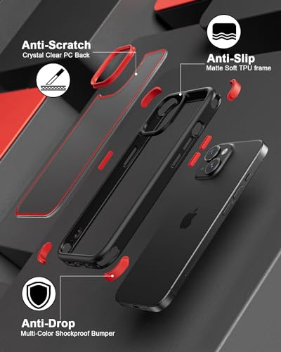 MobNano Ultra Thin Hybrid Case for iPhone 15 - Black/Red