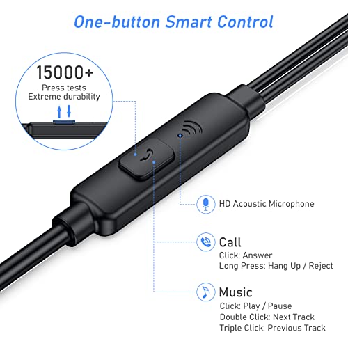 Blukar In-Ear Headphones with Mic, Noise Isolating