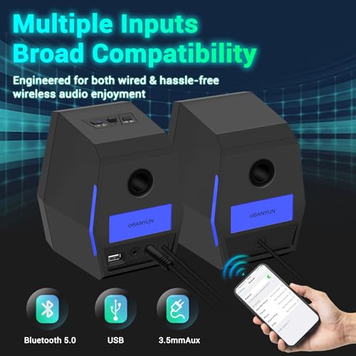 Sanyun SW209 36W 3D Surround PC Speakers, RGB, Bluetooth