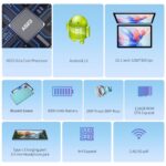 PRITOM 10" Android 13 Tablet, 8GB+128GB, 8000mAh, Blue Green