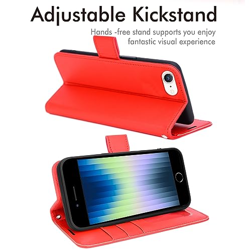 TECHGEAR iPhone SE/8/7/6 Leather Wallet Case - Red