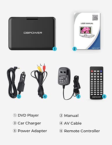 DBPOWER 25cm Portable DVD Player with 10" Swivel Screen