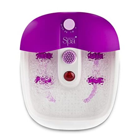 Sensio Spa Foot Massager with Heat and Bubbles, White/Purple