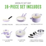 GreenLife Ceramic Nonstick 16-Piece Cookware Set, Lavender
