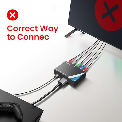 Component to HDMI Converter, 5RCA RGB+R/L Audio, 1080P