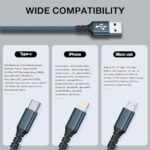3-in-1 Multi USB Charger Cable, 1.2M, 3-Pack