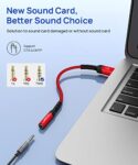 JSAUX USB to 3.5mm Audio Adapter, TRRS 4-pole Stereo - Red