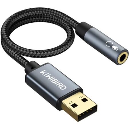 KiWiBiRD USB to 3.5mm Audio Adapter, TRRS 4-pole DAC