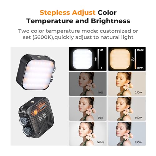 K&F Concept Magnetic LED Light, 2500K-9900K, CRI 96+, Black