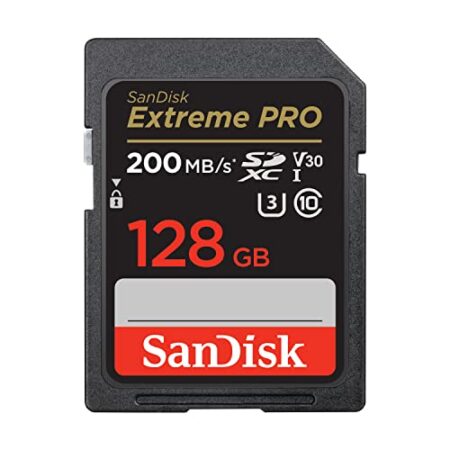 SanDisk 128GB Extreme PRO SDXC Card, 200 MB/s, V30, UHS-I