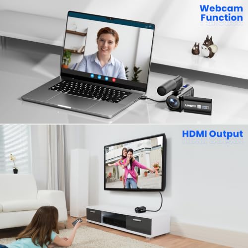 4K 56MP Dual Lens Camcorder WiFi IR Night Vision 16X Zoom