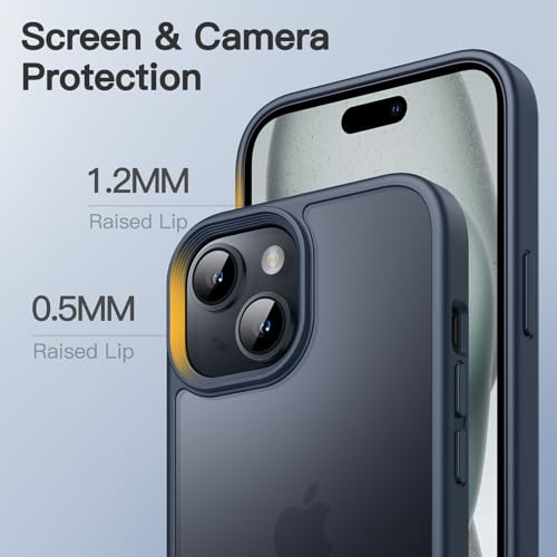JETech Matte Case for iPhone 15 6.1cm, Storm Blue