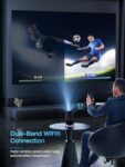 Mini WiFi Bluetooth Projector, 15000 Lux, 4K, 180° Rotation