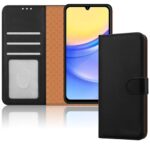 iCatchy Leather Wallet Case for Samsung Galaxy A15 (Black)