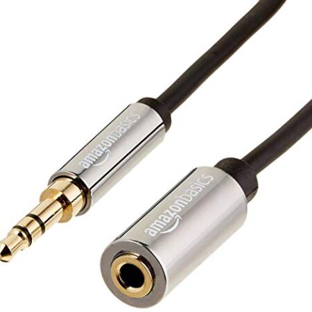 Amazon Basics 3.5mm Audio Extension Cable, 3.6m, Black/Grey