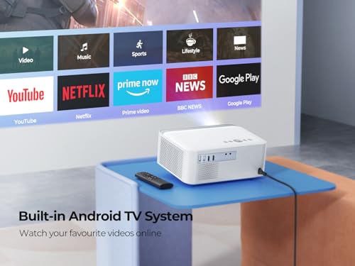 【Android TV】4K Projector, 25000 Lumen, 300" Display, WiFi 6