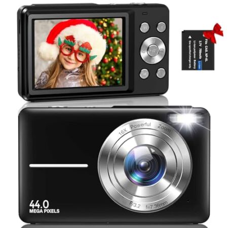 Nsoela 44MP FHD Vlogging Camera, 16X Zoom, Black