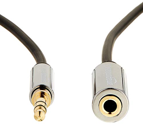 Amazon Basics 3.5mm Audio Extension Cable, 3.6m, Black/Grey